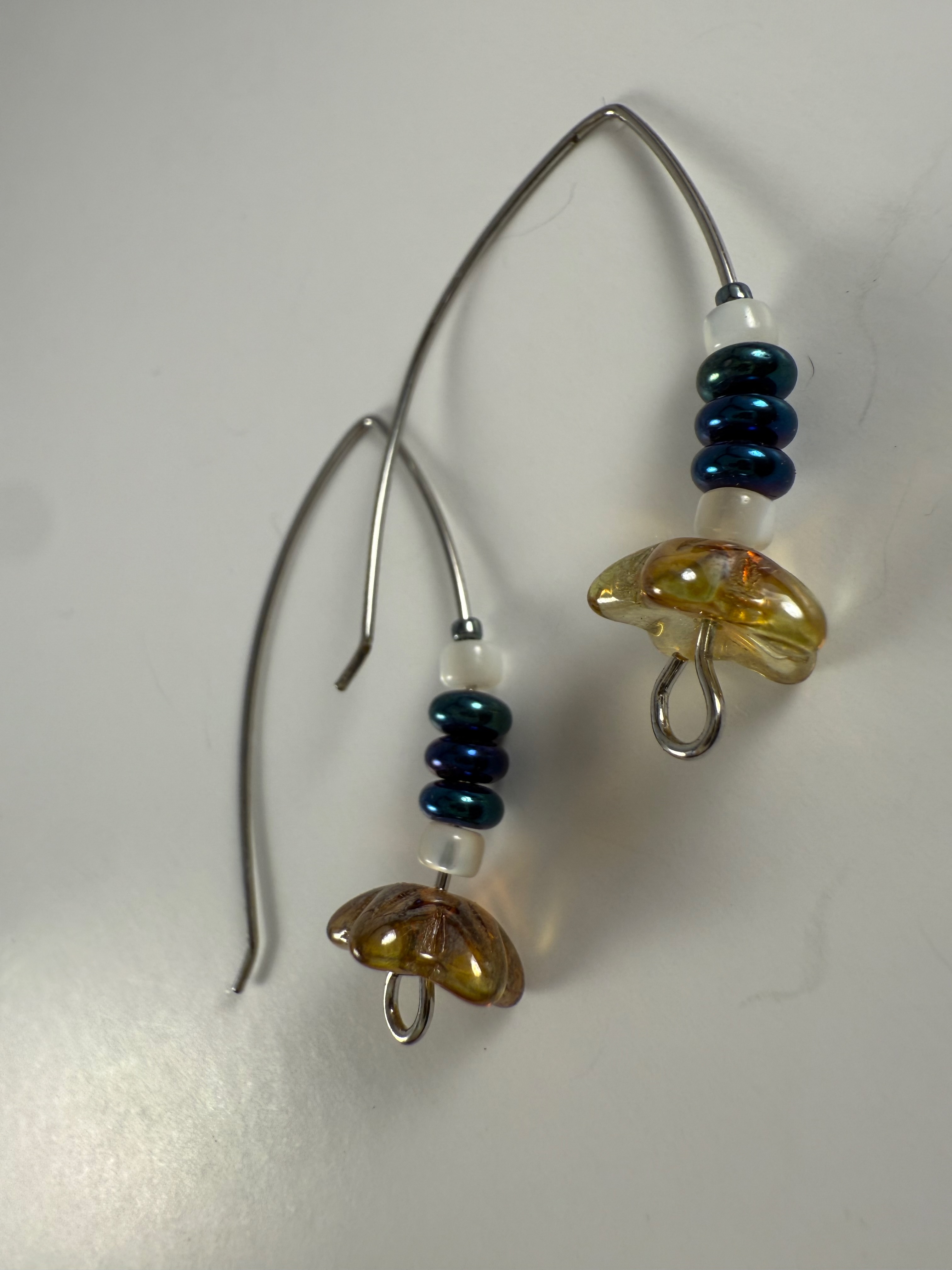 Beaded Flower Hoop Earrings