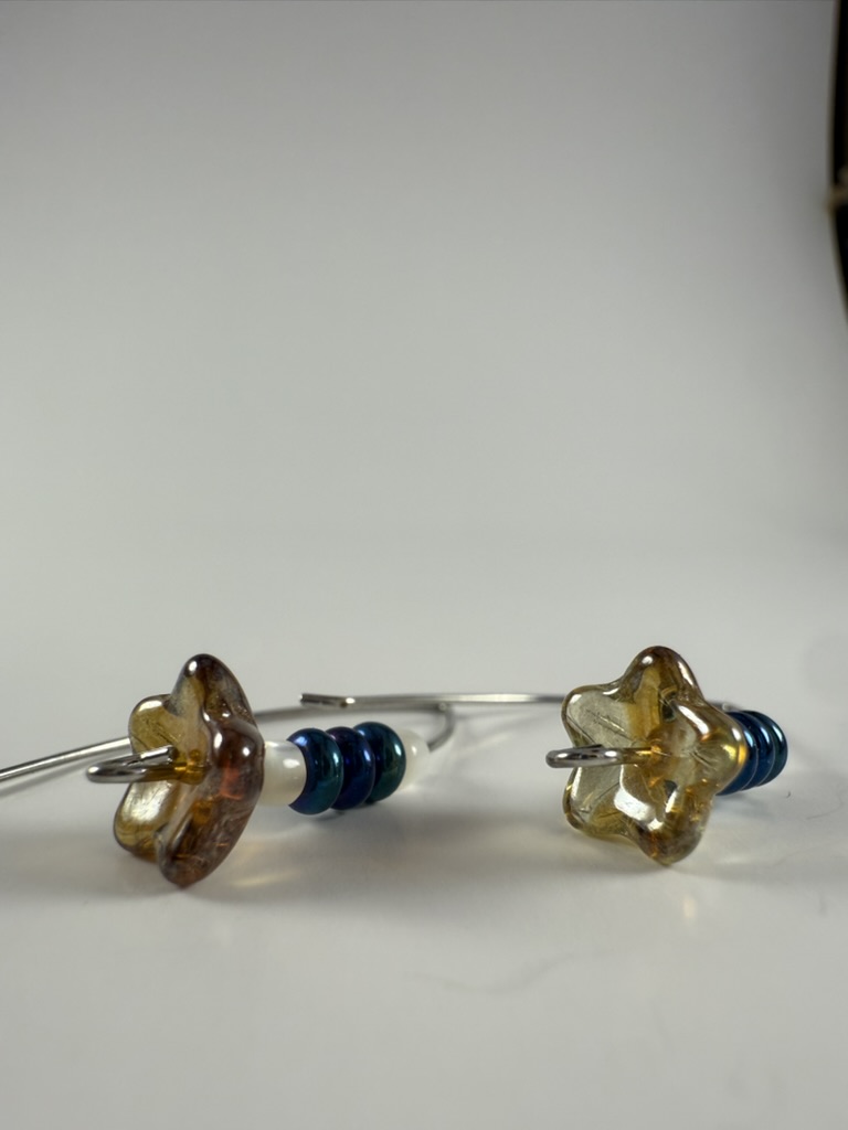 Beaded Flower Hoop Earrings