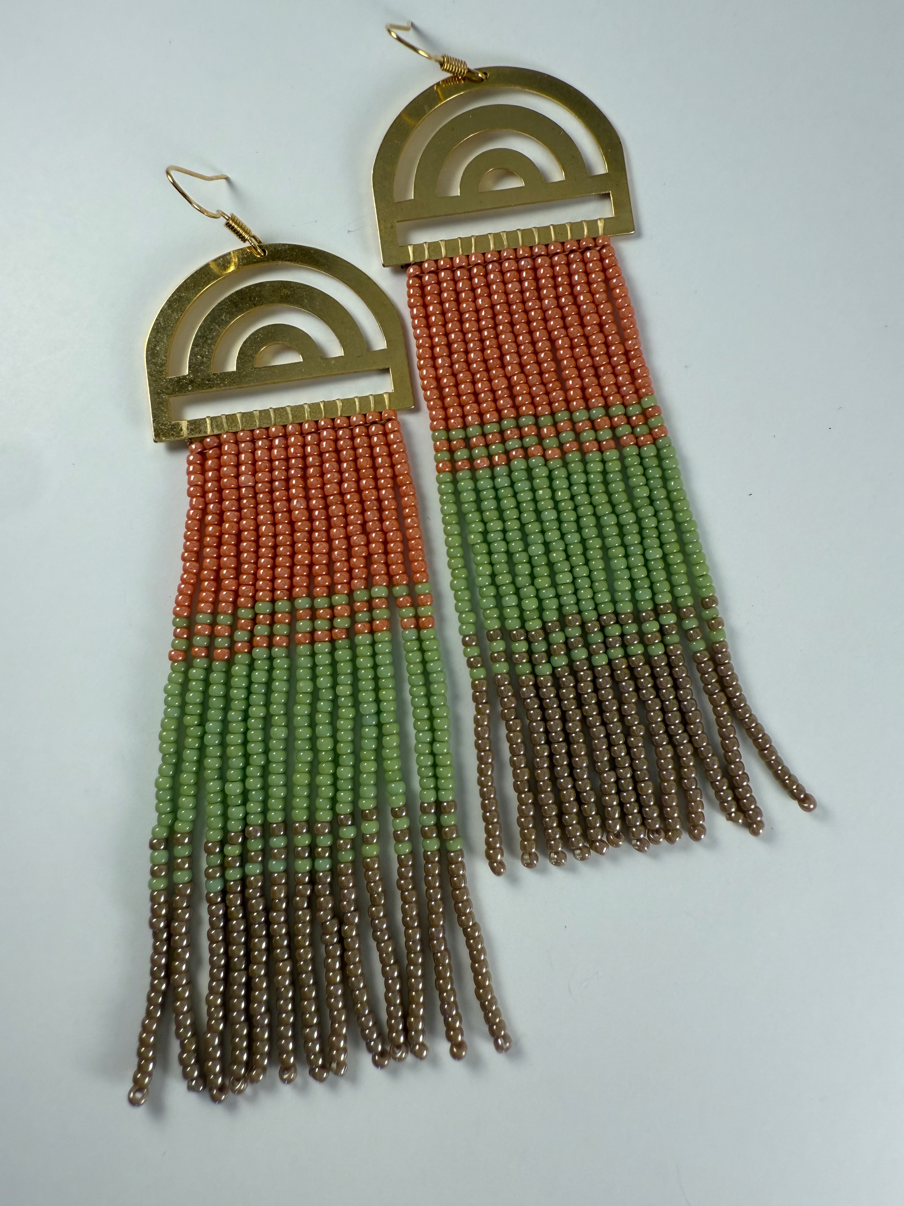 Rainbow Beaded Fringe Earrings