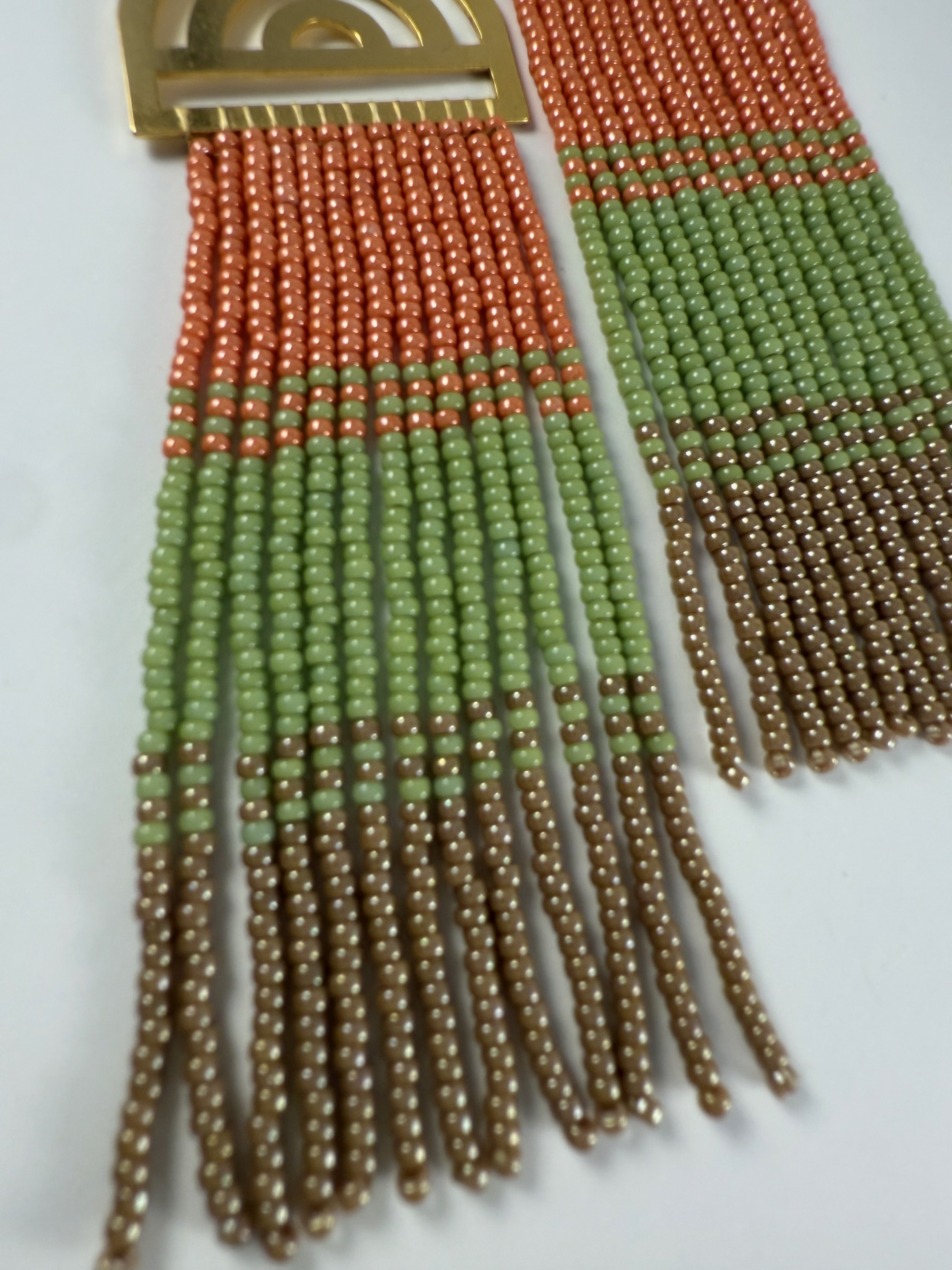 Rainbow Beaded Fringe Earrings