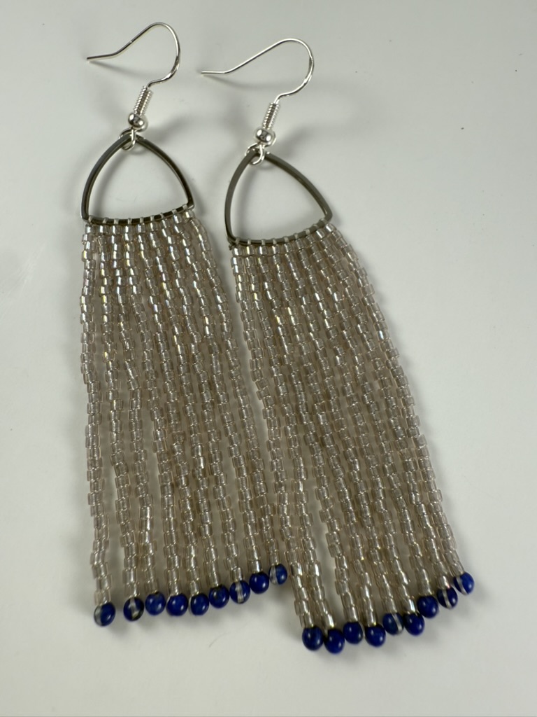 Silver Beaded Fringe Earrings