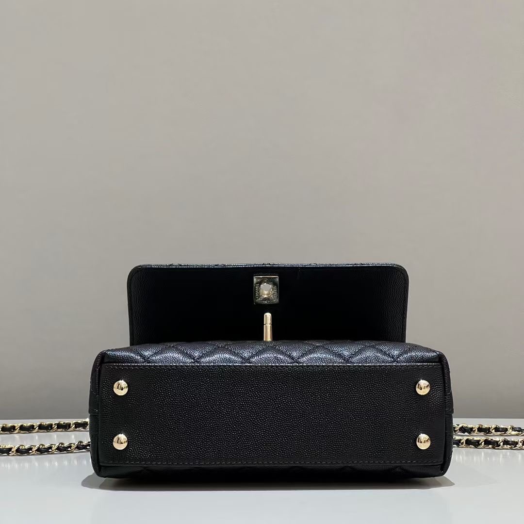 Small cocohandle, light gold buckle, caviar leather