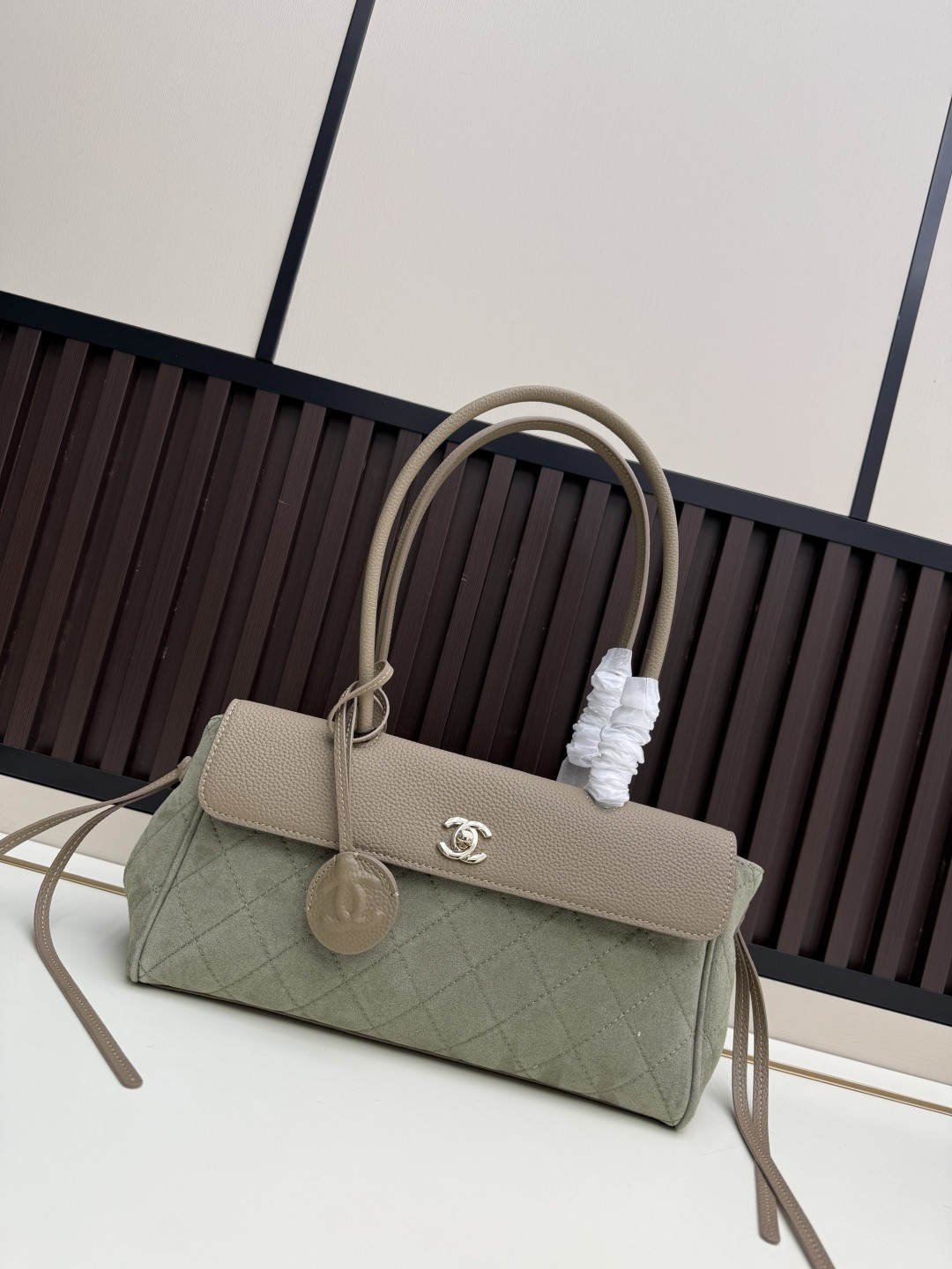 Chanel 25k flap bag, made of suede leather.
