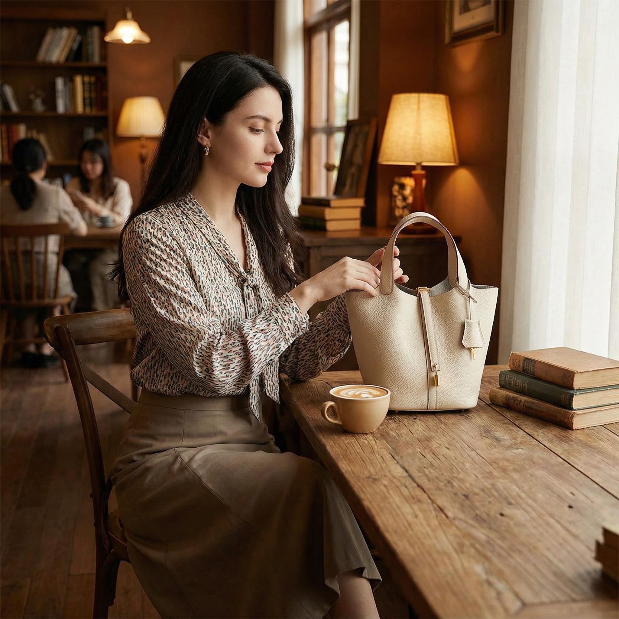 Ryan's Cowhide Leather Handbag 22cm (Free Pouch) | Unique Vintage Aesthetic Perfect Gift for Her