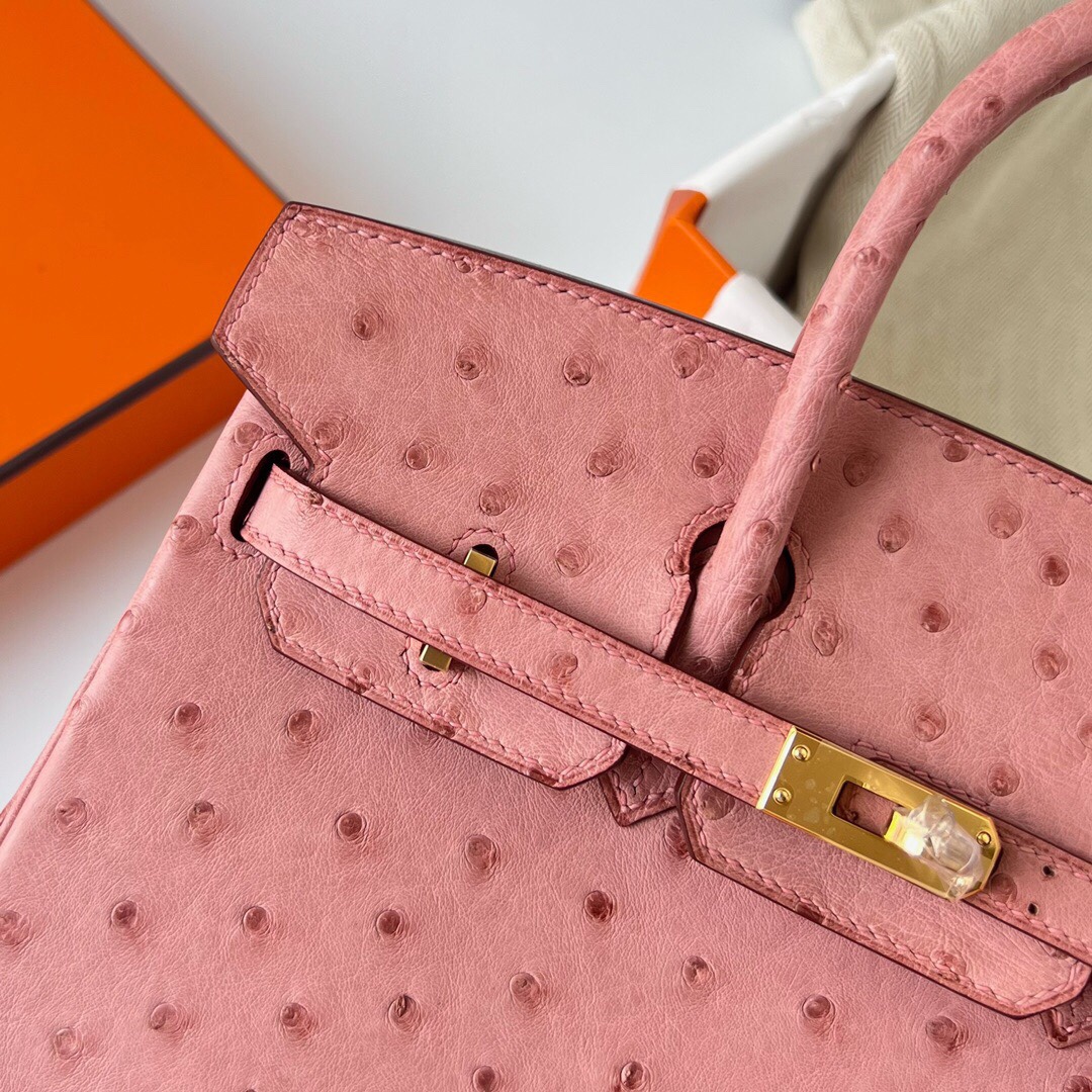 "Birkin 25cm Ostrich, original factory KK imported ostrich leather