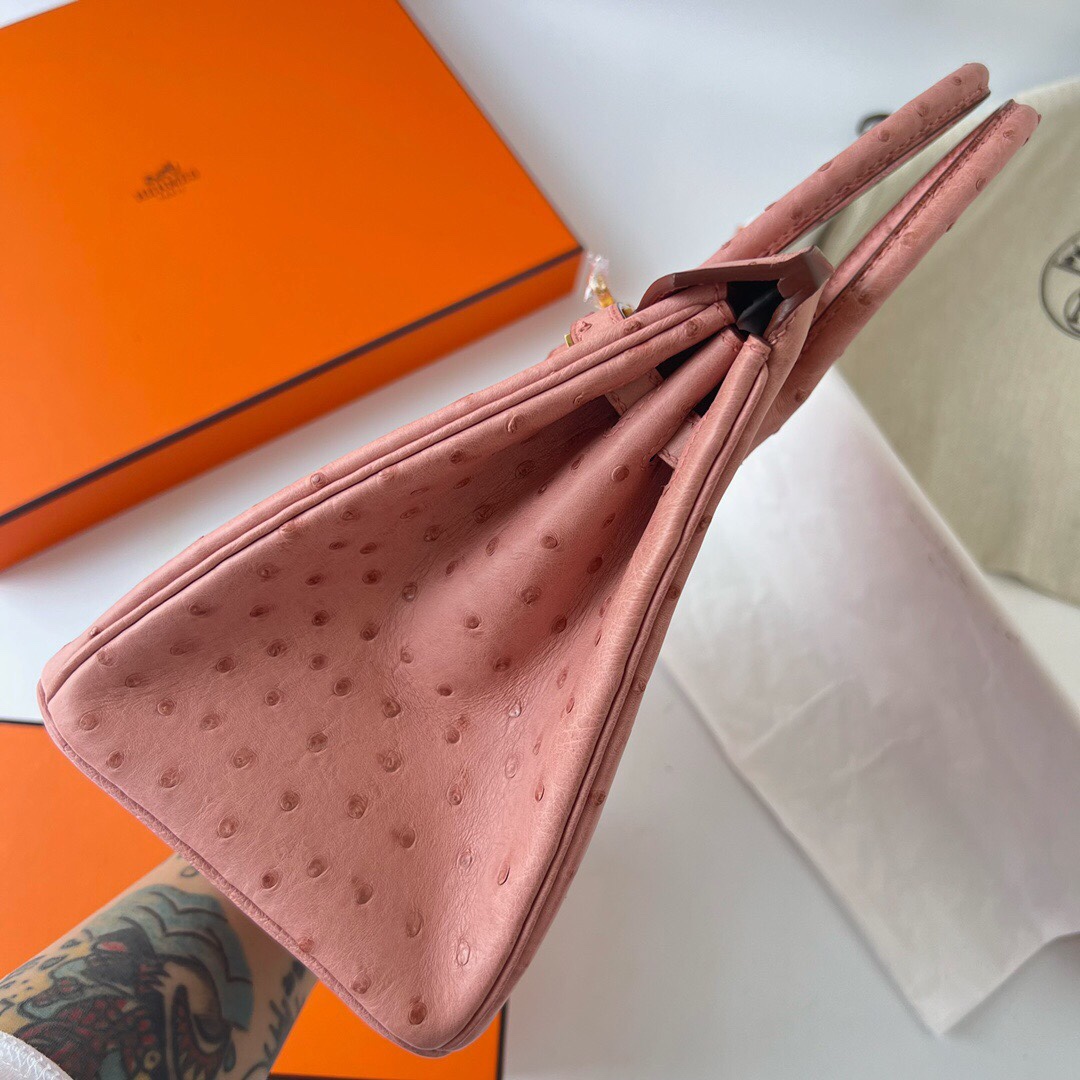 "Birkin 25cm Ostrich, original factory KK imported ostrich leather