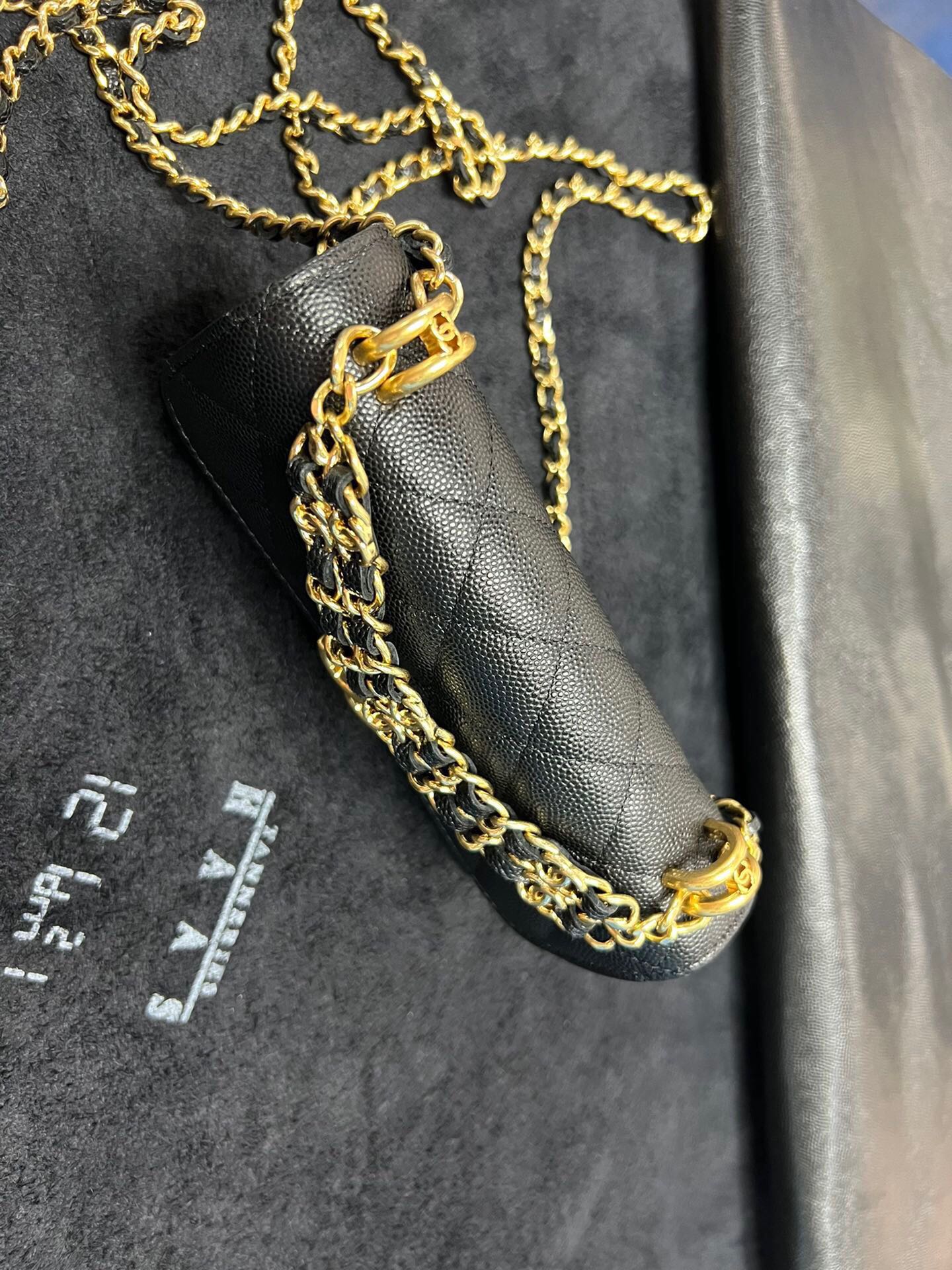 CHANEL 22K new style chain mini WOC phone bag black gold