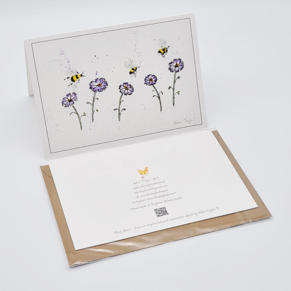 Busy Bees Watercolour Greeting Card