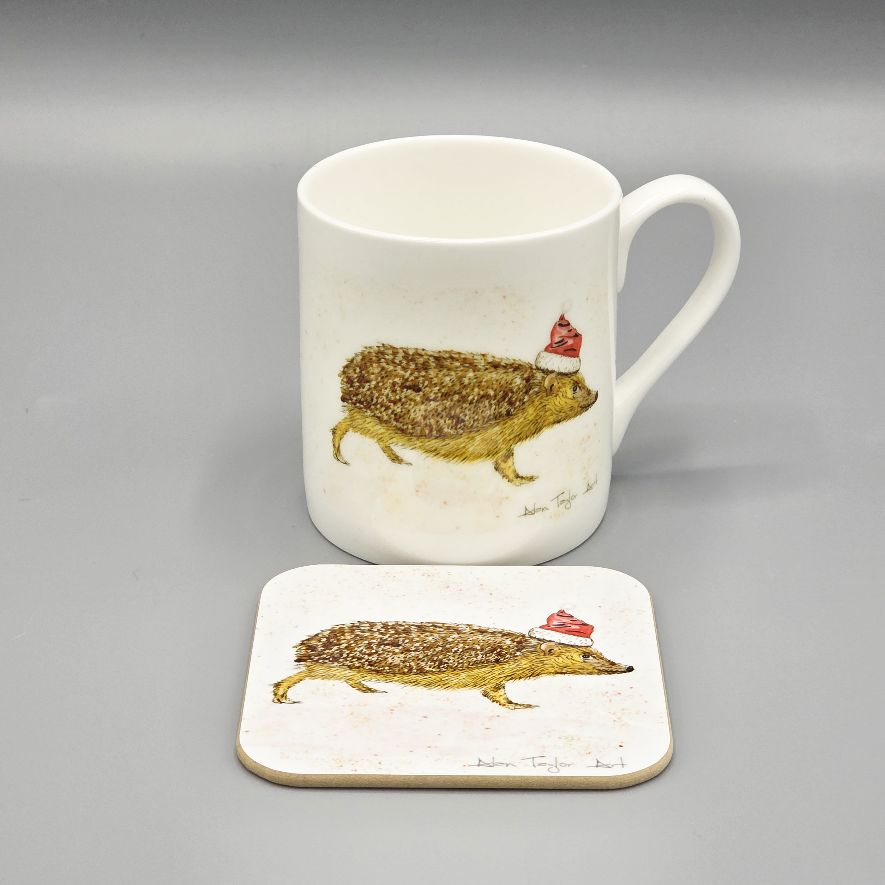 Hedgehog Christmas Mug and Coaster Set