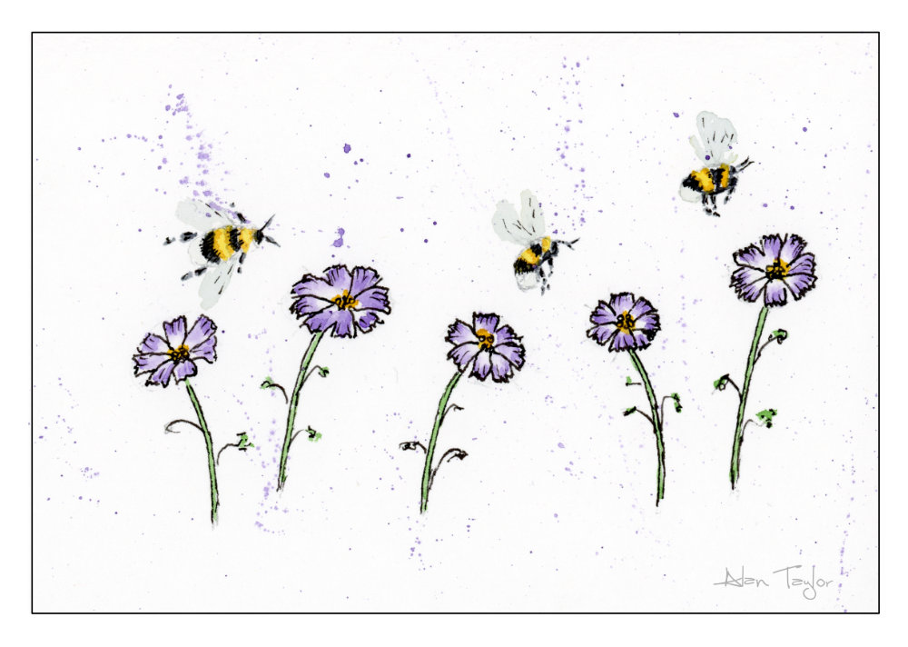 Busy Bees Watercolour Greeting Card