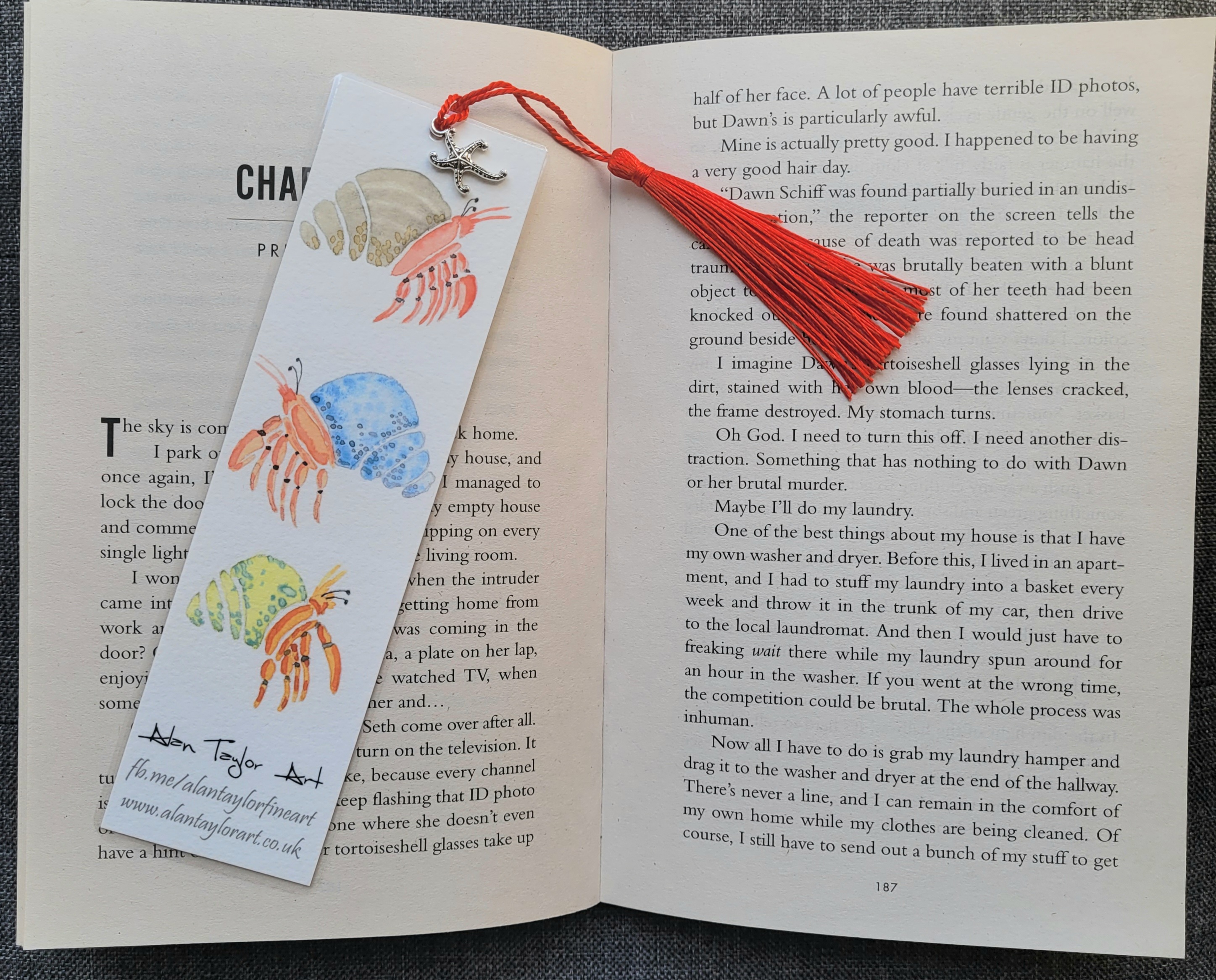 Hermit Crab Watercolor Bookmark