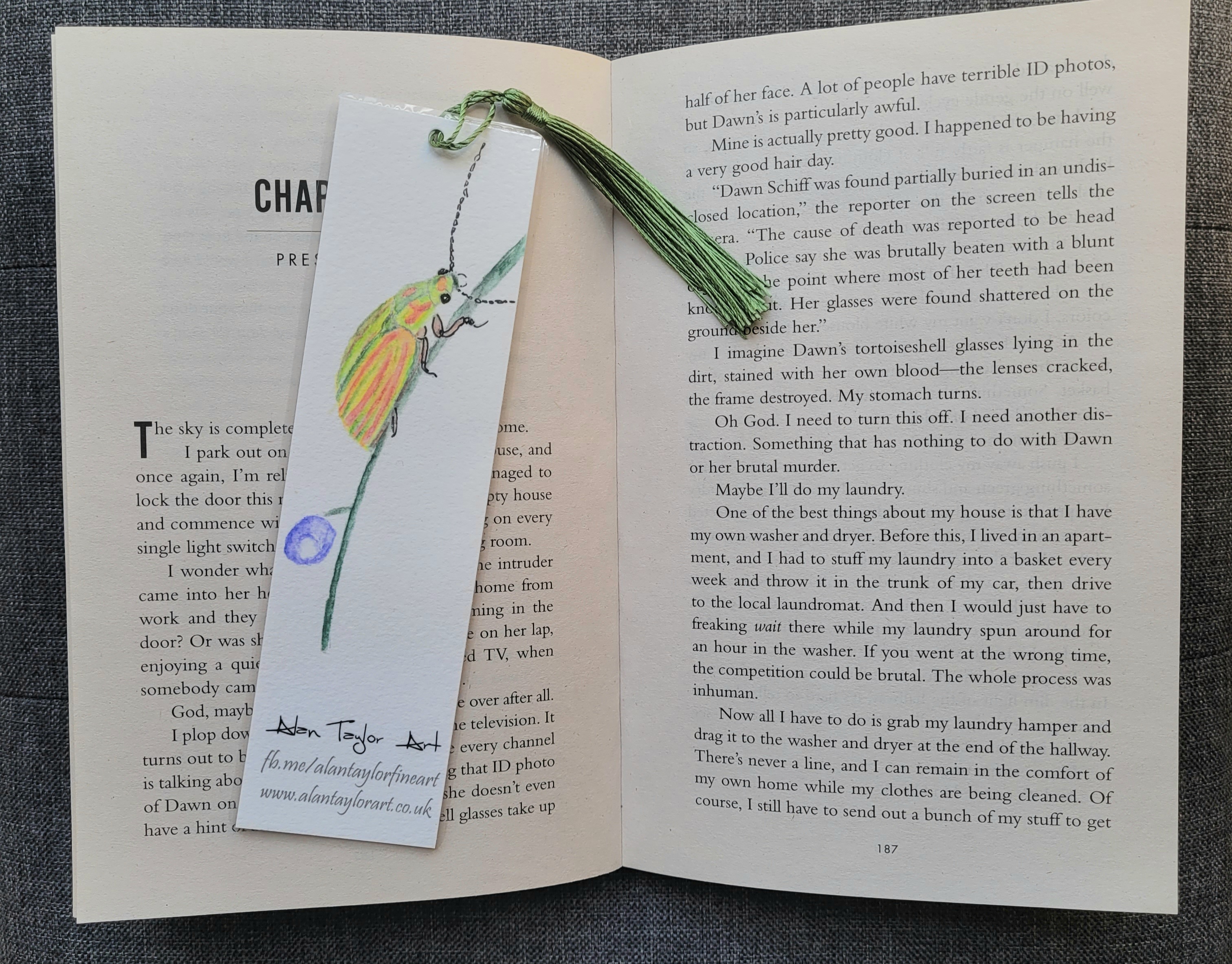 Handmade Beetle Watercolour Bookmark