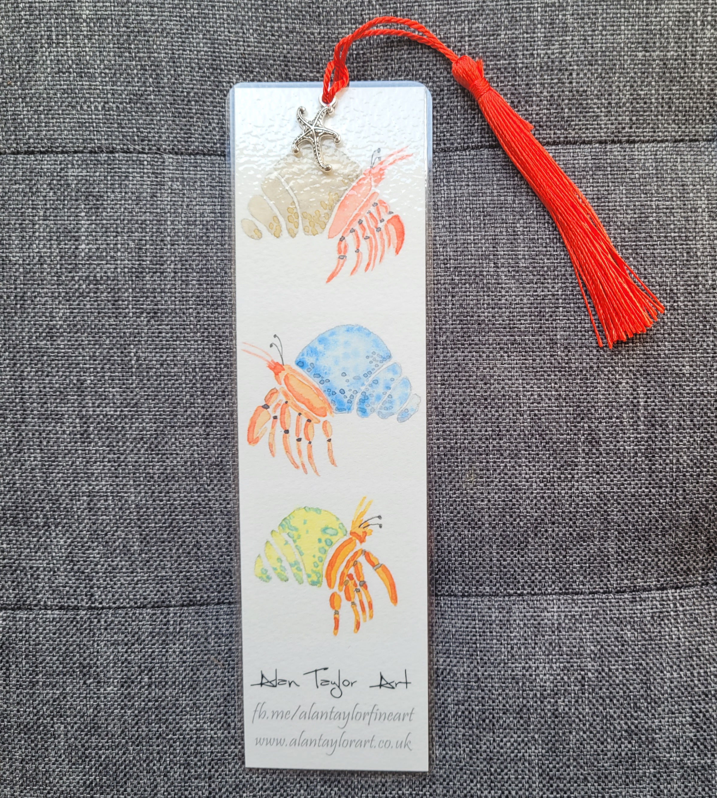 Hermit Crab Watercolor Bookmark