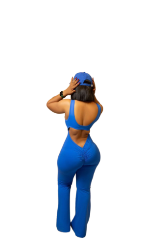 Blue Open Back Jumpsuit