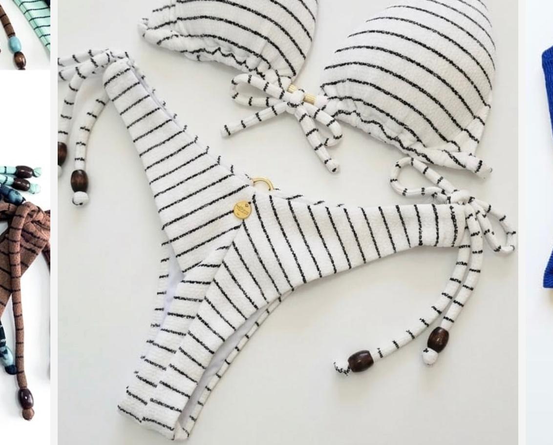 Biquíni Listrado Branco e Preto