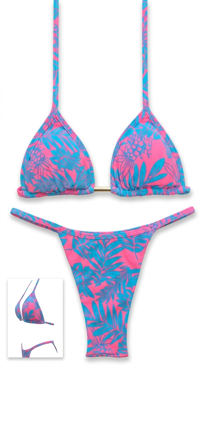 Biquíni Cortininha Floral Neon
