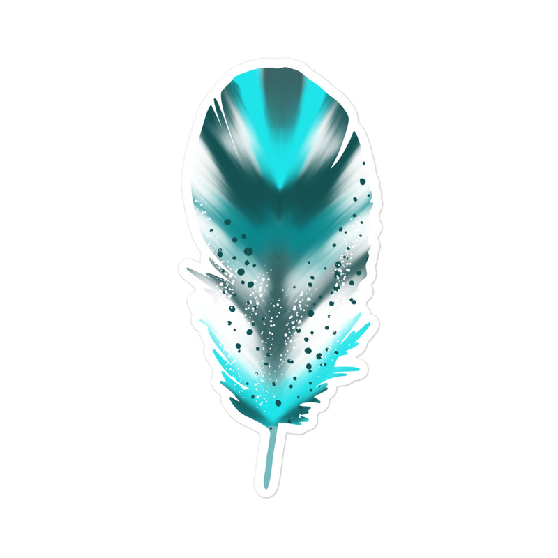 Small Speckled Blue Feather Sticker