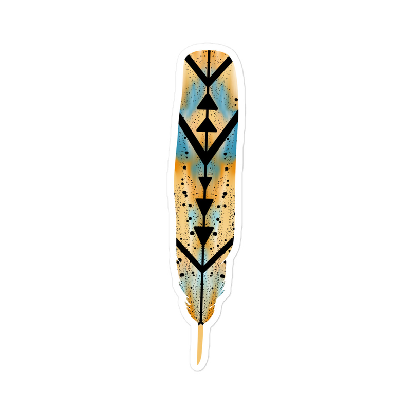 Blue Orange Feather Sticker