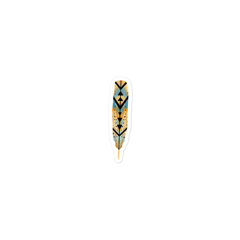 Blue Orange Feather Sticker