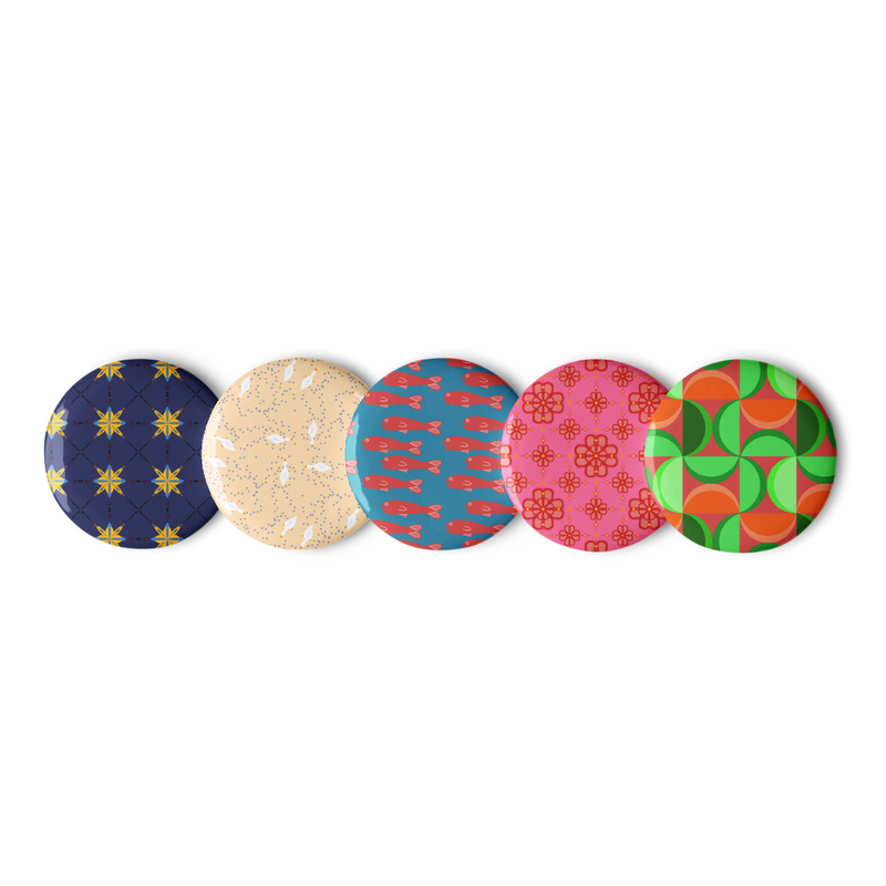 Set of pin buttons