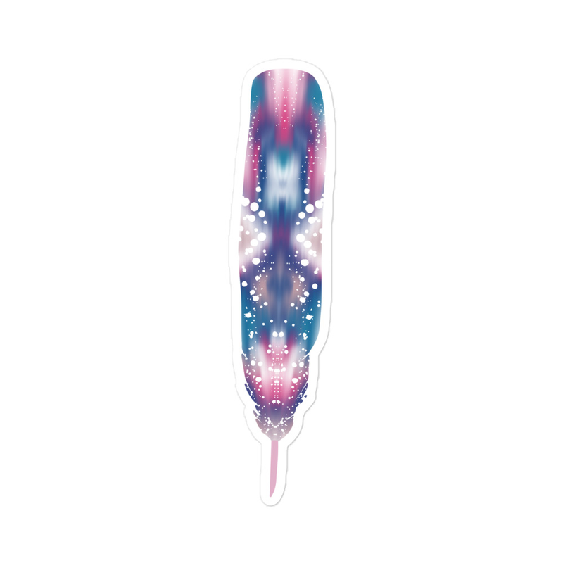 Pink Blue Feather Sticker