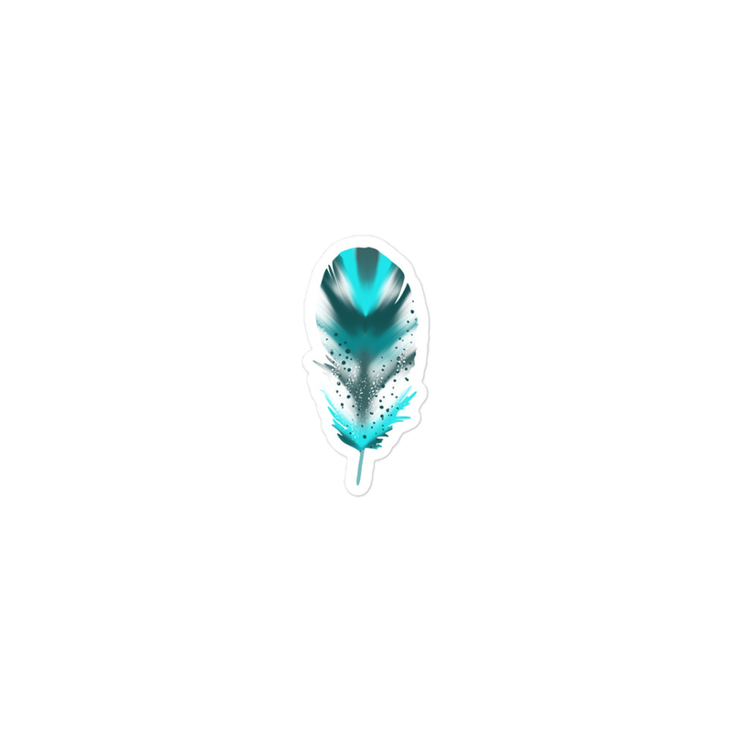 Small Speckled Blue Feather Sticker