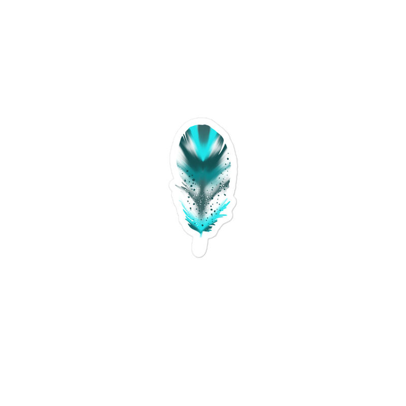 Small Teal Feather Sticker