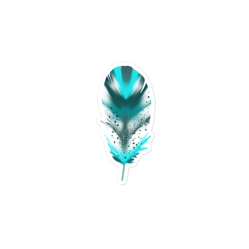 Small Speckled Blue Feather Sticker