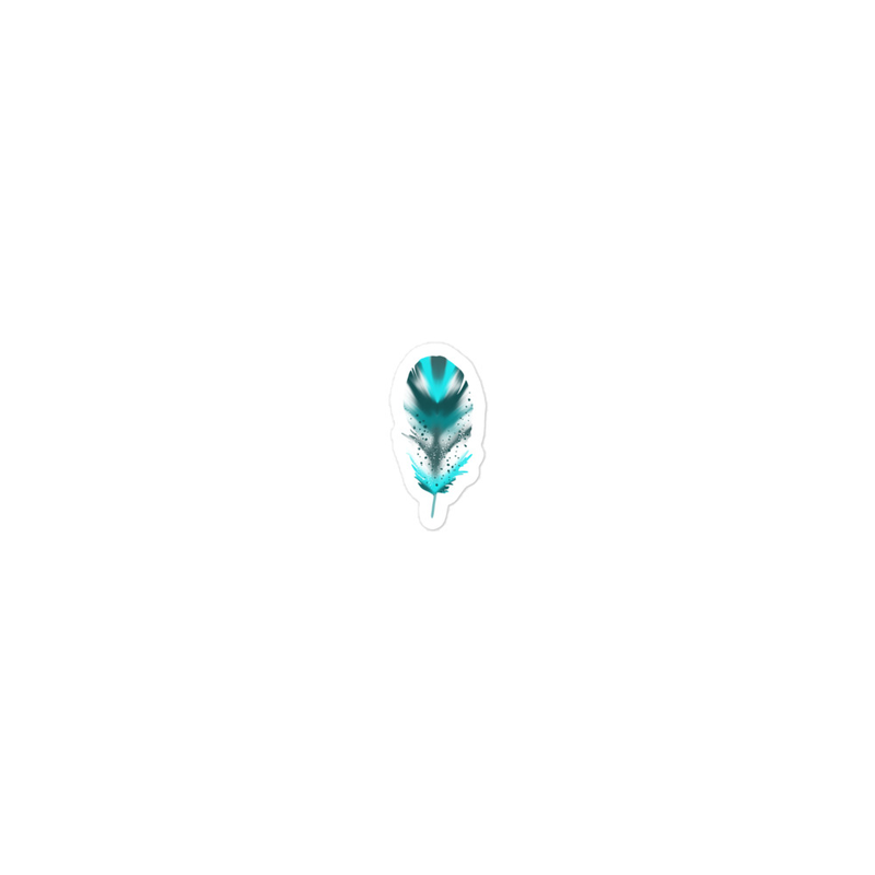 Small Speckled Blue Feather Sticker