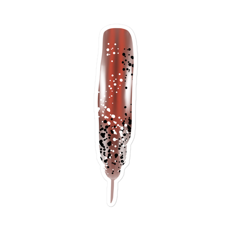 Red Brown Feather Sticker