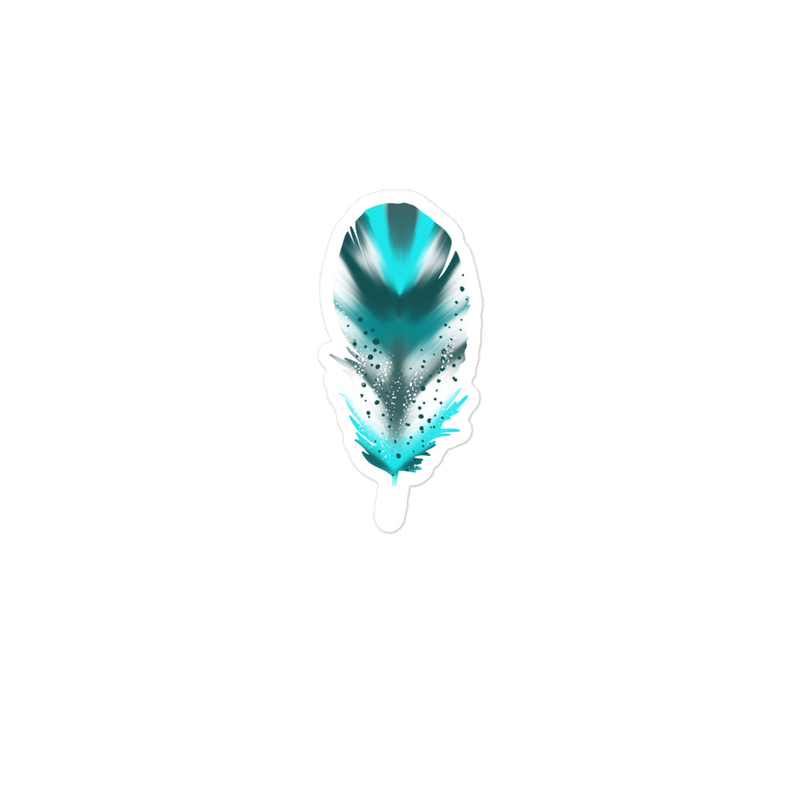 Small Teal Feather Sticker