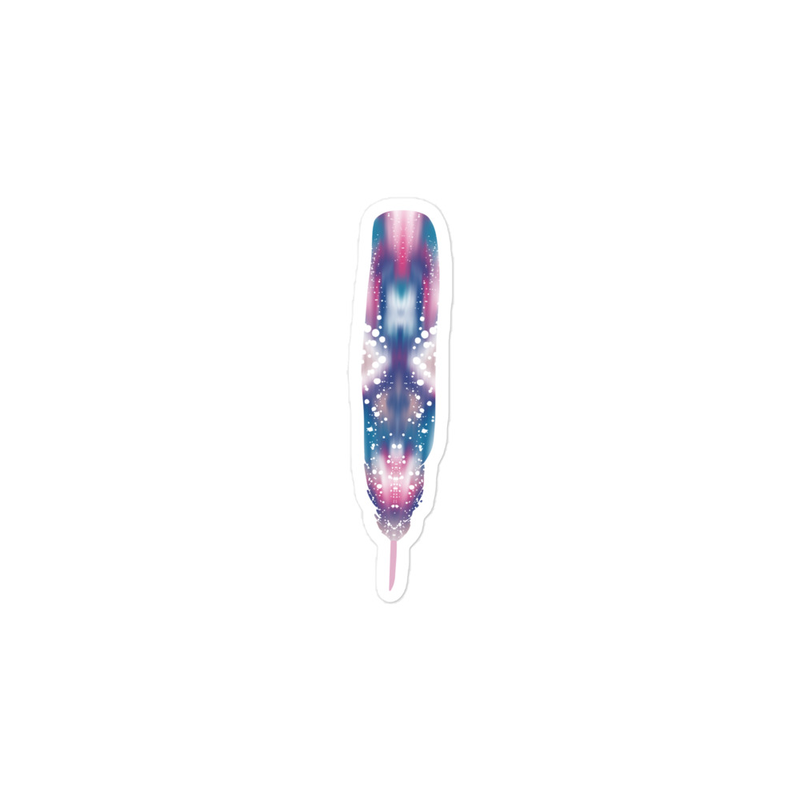 Pink Blue Feather Sticker