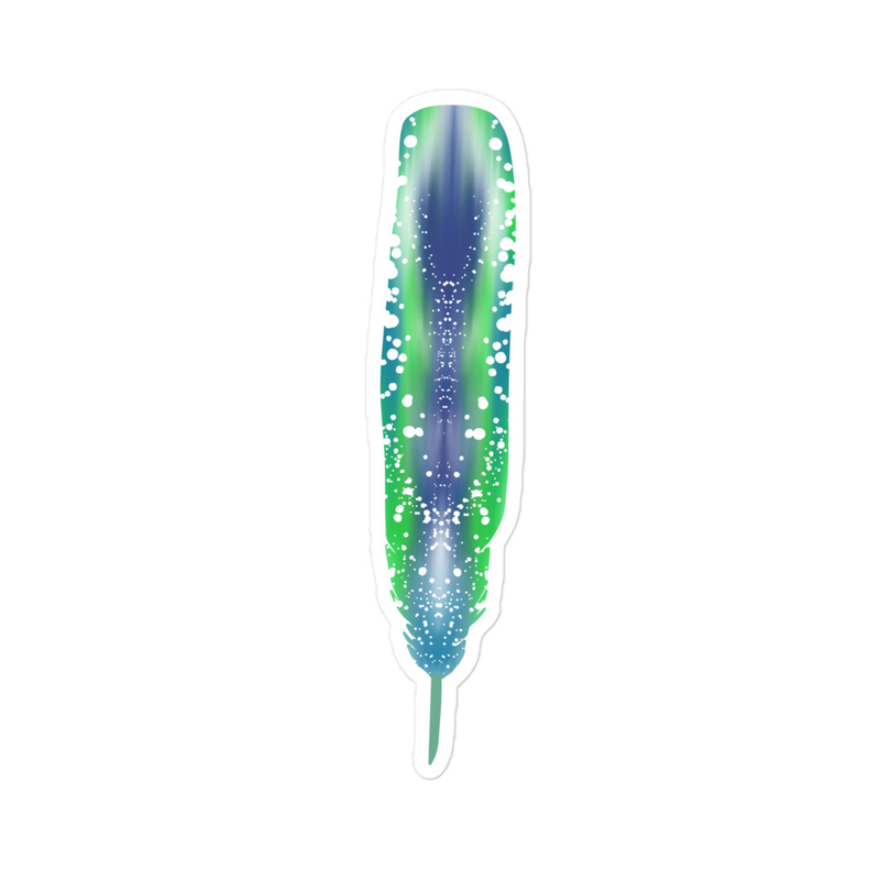 Green Blue Feather Sticker