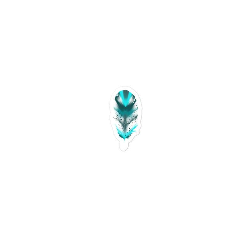 Small Teal Feather Sticker