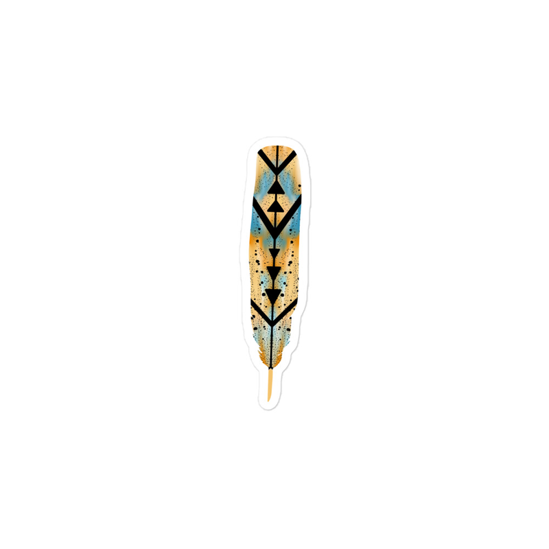 Blue Orange Feather Sticker