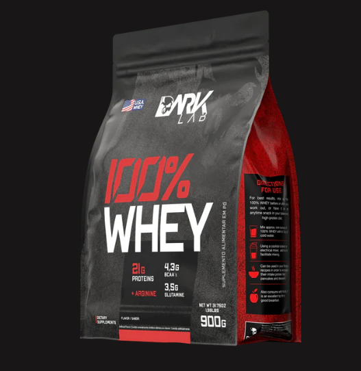100% Whey Dark Lab 900g - Morango