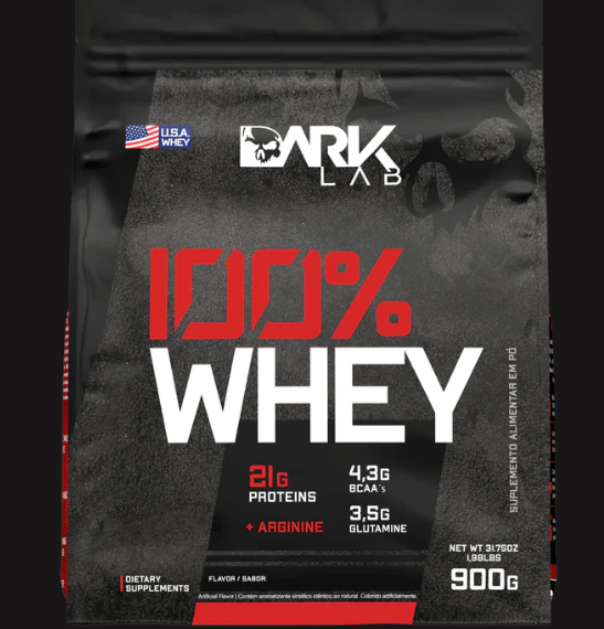 100% Whey Dark Lab 900g - Morango