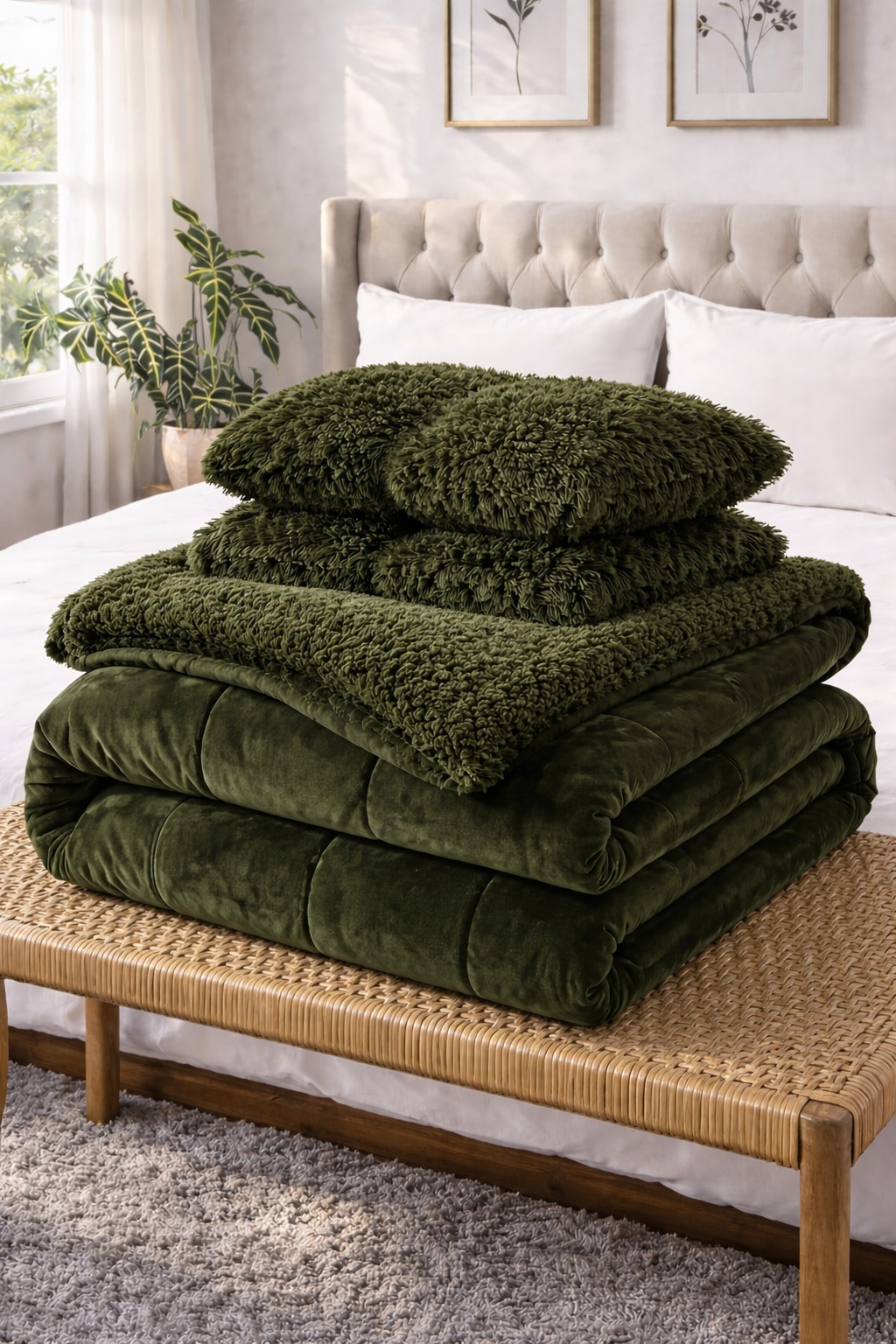 Acolchado GOLDSUN con Corderito QUEEN - COLOR  VERDE