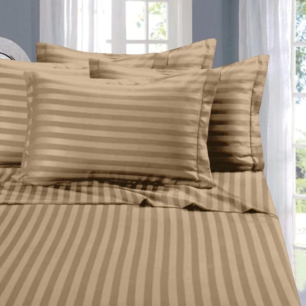 Cubrecama Goldsun 3 Piezas 2500 Hilos De Rayas Satinadas