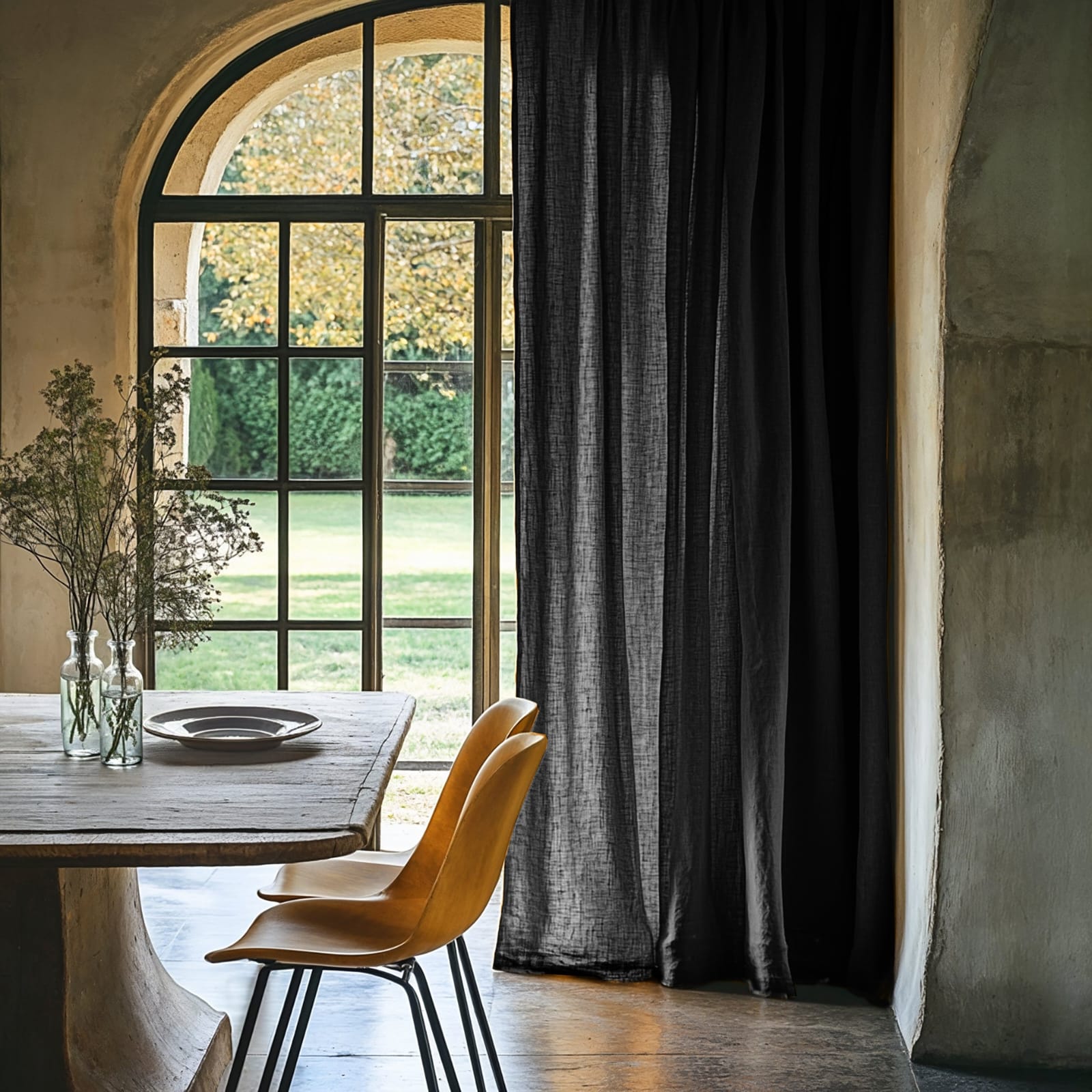 CORTINA DE AMBIENTE LINO CON PRESILLAS ESCONDIDAS 