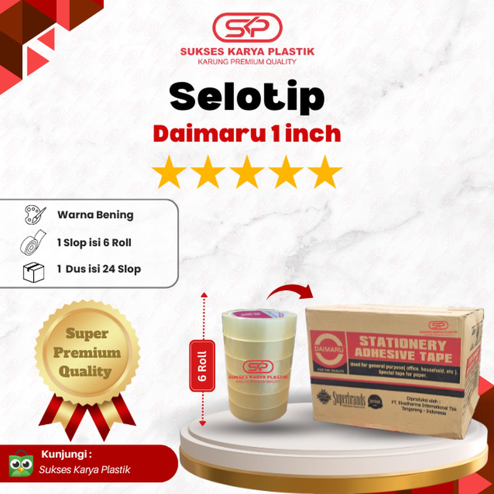 Daimaru Selotip 1 Inch Panjang 72 Yard - 1 Slop isi 6 Roll Warna Bening Super Premium Quality dengan Kualitas Terbaik