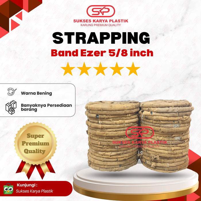 Tali Klem Besi 5/8 Inch Strapping Band Ezer Plat Besi 5/8 Inch Super Premium Quality Hitam 1 Kemasan isi 2 Roll ±50 Kg