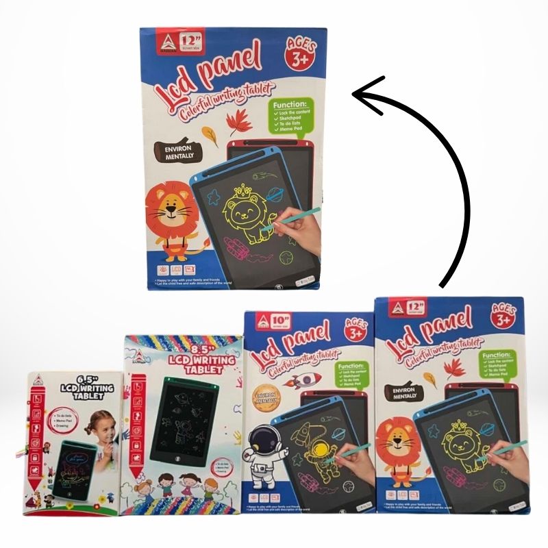 12-Inch Multi-Color LCD Writing Tablet | Top Quality | Reusable Drawing & Note-Taking Tool for Kids | Random Colors