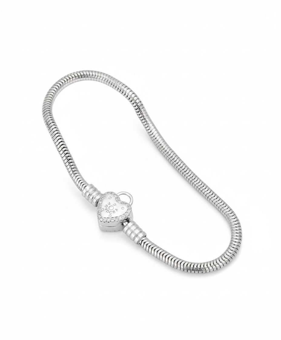 Pulsera de Acero Inoxidable con Broche de Corazón