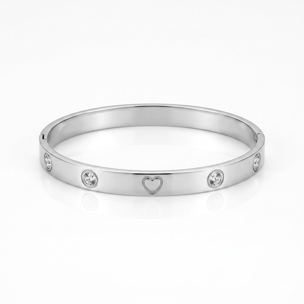 Brazalete de Acero Inoxidable con Cristales