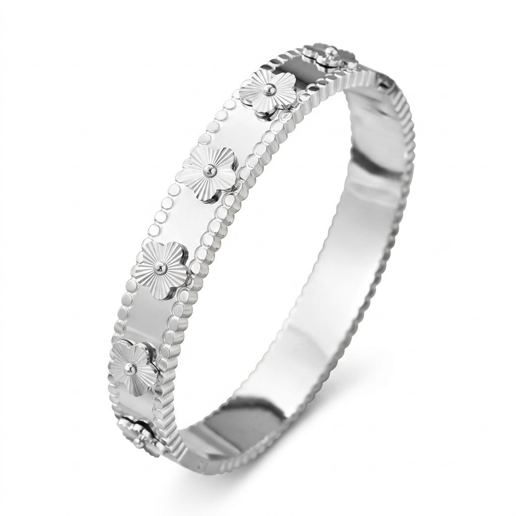 Pulsera de plata con flores