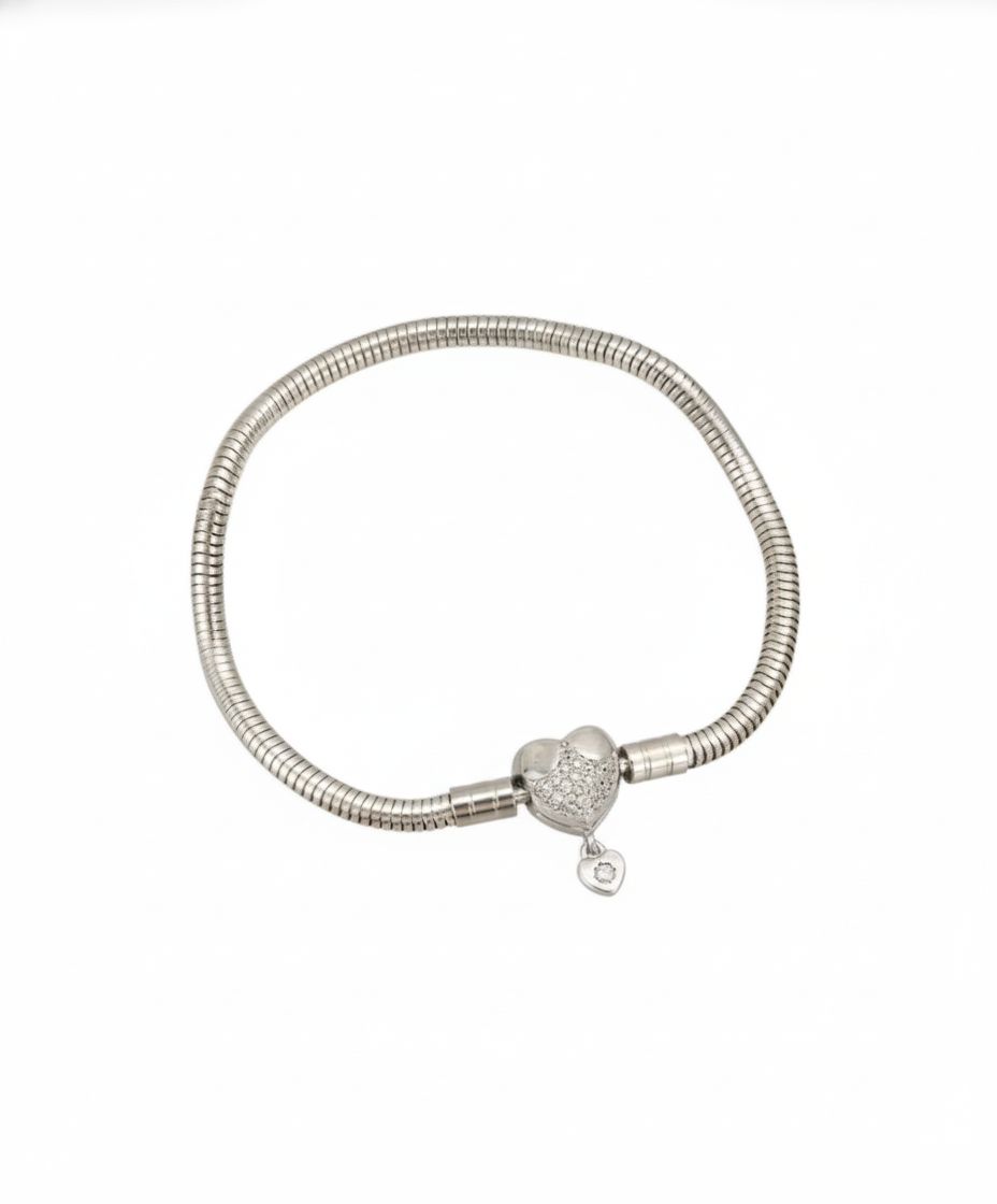 Pulsera de Acero Inoxidable con dije de corazón