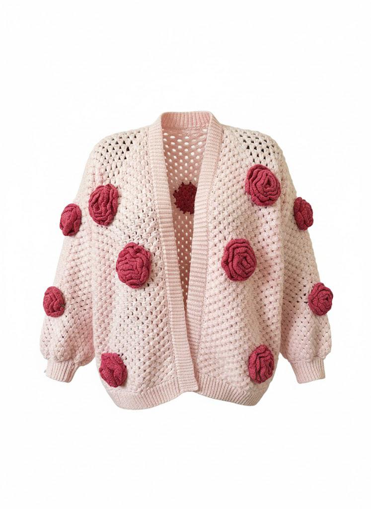 3D Floral Crochet Cardigan