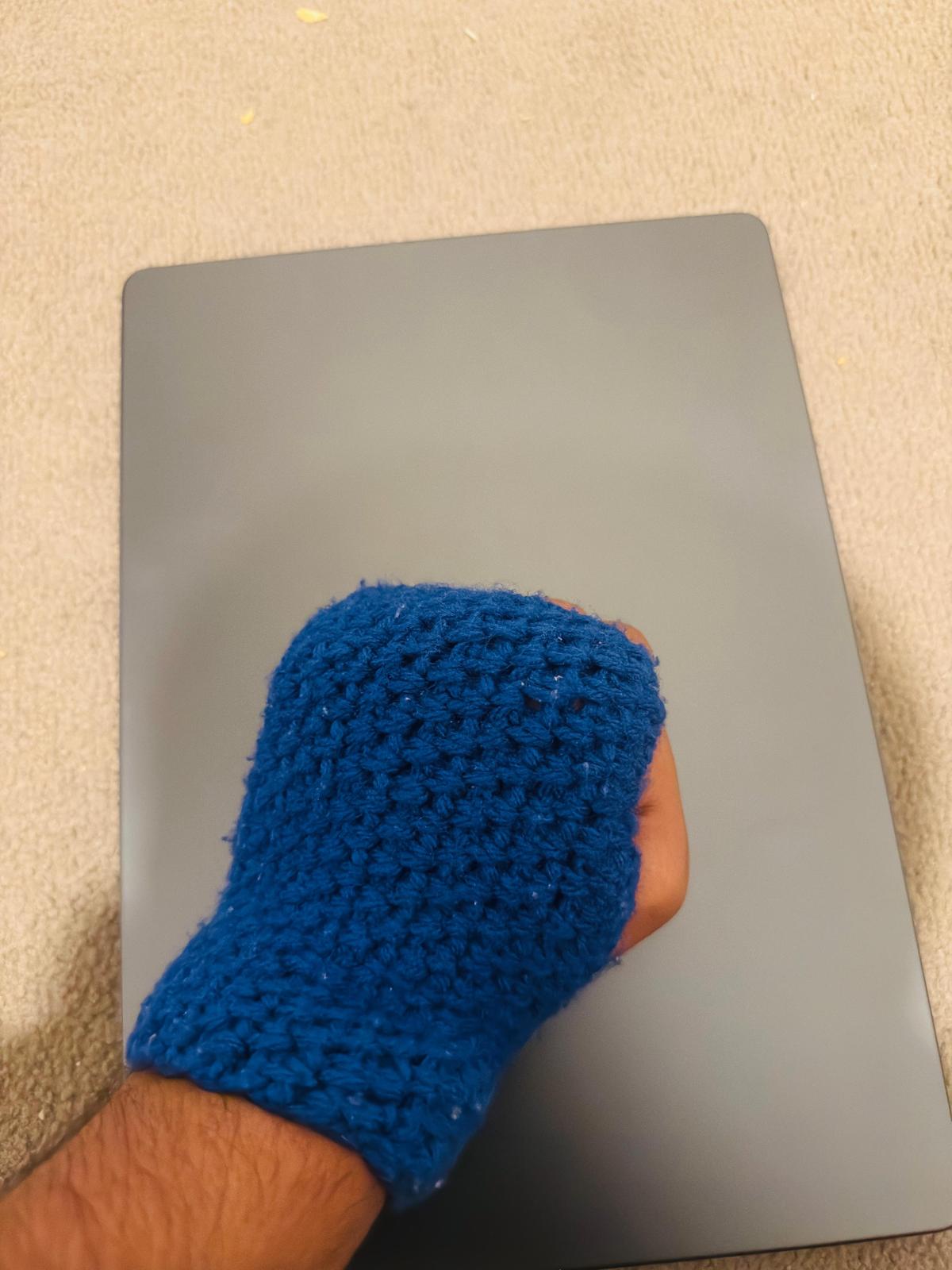 Blue Crochet Fingerless Glove