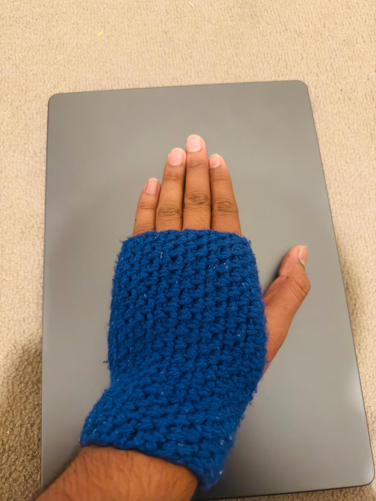 Blue Crochet Fingerless Glove